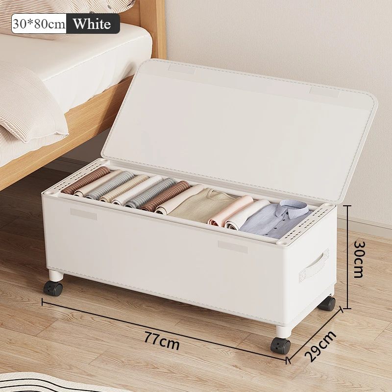 Stockage sous le lit avec roulettes, grands conteneurs de stockage, stockage roulant pour vêtements, boîte de rangement mobile Non tissée sous le lit: Clair