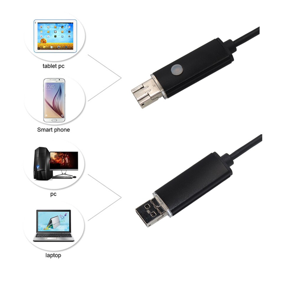 5,5mm 2m objektiv hd usb endoskop cam  ip68 wasserdichte 6 lysdioder inspektion rohr endoskop kamera endoskop til android telefon pc