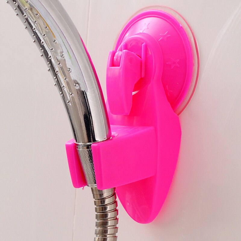 Rotation ShowerSeat Chuck Shower Head Holder Rack Attachment Suction Cup Movable Hook Bracket Bathroom Storage Accessories: rose red