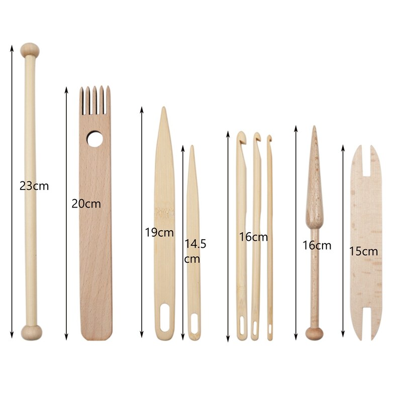9 Pcs Weven Gereedschap Hout Hand Weefgetouw Stok Set Haak Naald Shuttle Stok Tapestry Weven Accessoires Diy Ambachten
