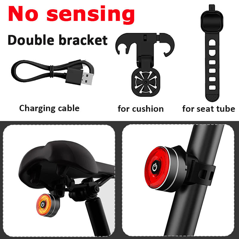 BUCKLOS-luz trasera de freno inteligente para bicicleta, lámpara trasera de bicicleta de alto brillo, carga USB, luz trasera de advertencia impermeable LED: Blanco