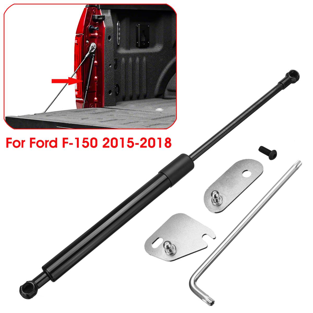 Juego de puntales hidráulicos para puerta trasera de coche, accesorios de apoyo, varilla de Gas de acero para Ford F150 20172018, 1 unidad