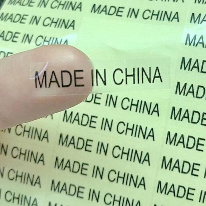 6 Soorten Made In China Stickers Zilver Label Met Zwarte Print Alfabet Land Van Herkomst Sticker Transparante Etiketten