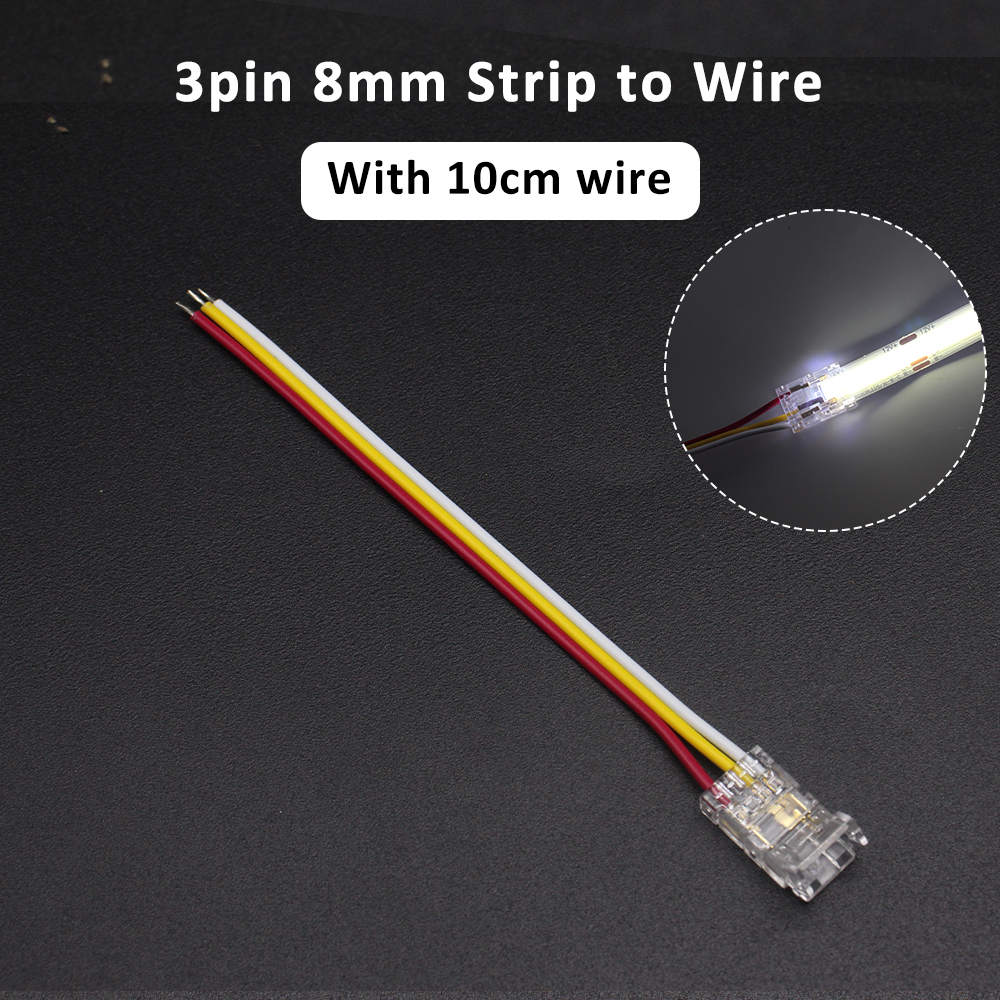 Conector de tira LED COB de 2 pines, 3 pines, 4 pines, Terminal de cable de extensión, conectores LED para luces de cinta flexibles RGB CCT COB de 5mm, 8mm y 10mm: Rojo