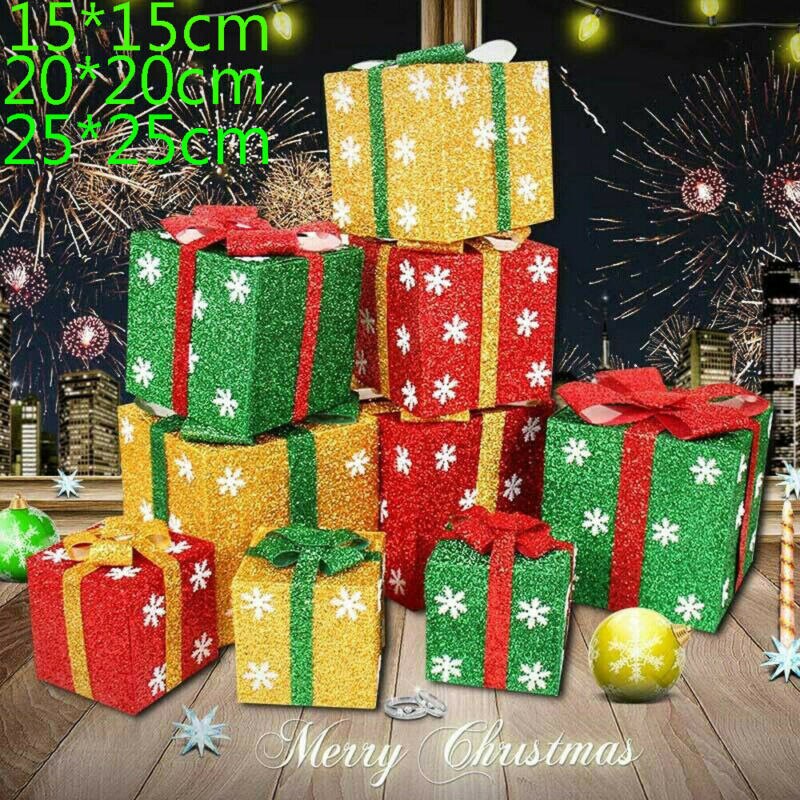 De nieuwste kerstdoos sneeuwvlok glitter inpakdozen kerst thuis decoratieve doos