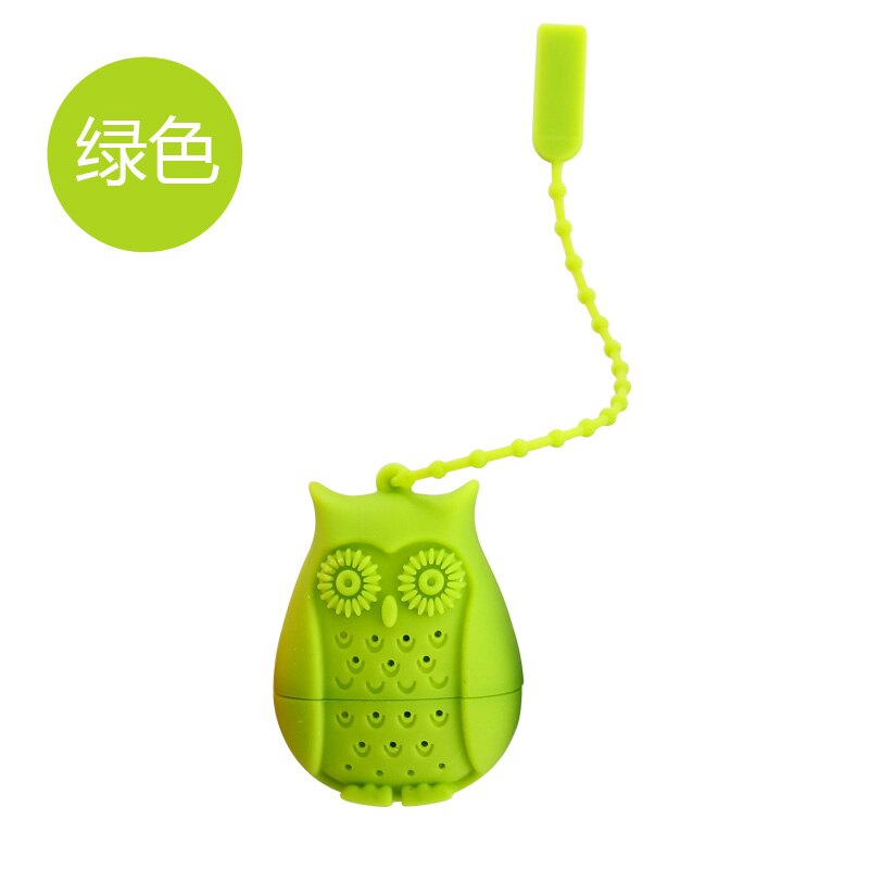 Ugle teposer te siler silikone teskefuld filter infuser silica gel filtrering kaffe te infuser: Grøn