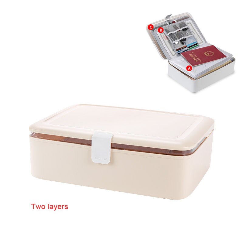 Office File Documents Box Container Bills Folder Multilayer Storage Bag Larger Capacity Briefcase Business Material Organize: B 2 layer Beige