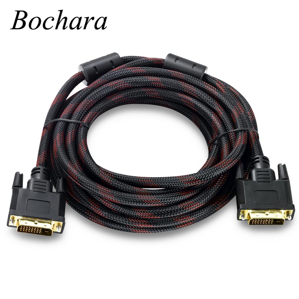 Bochara nylon flettet forgyldt dvi-d kabel  ( 24+1 ben) single link han til han 1.5m 3m 5m 10m