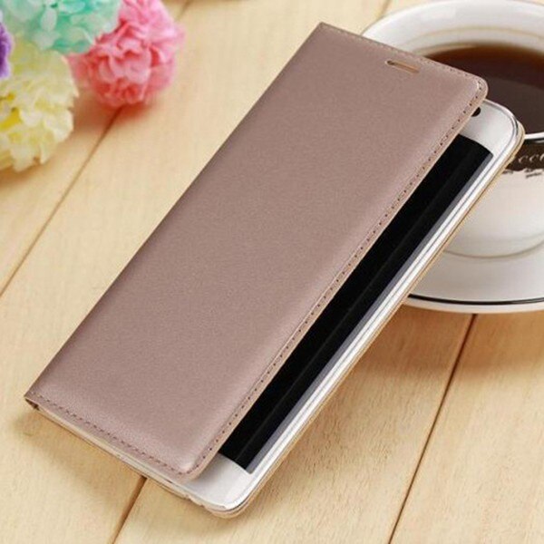 Lederen Portemonnee Flip Cover Batterij Behuizing Case Bescherm Skin Shell Met Kaarthouder Holster Voor Samsung Galaxy Note Edge N9150: Goud