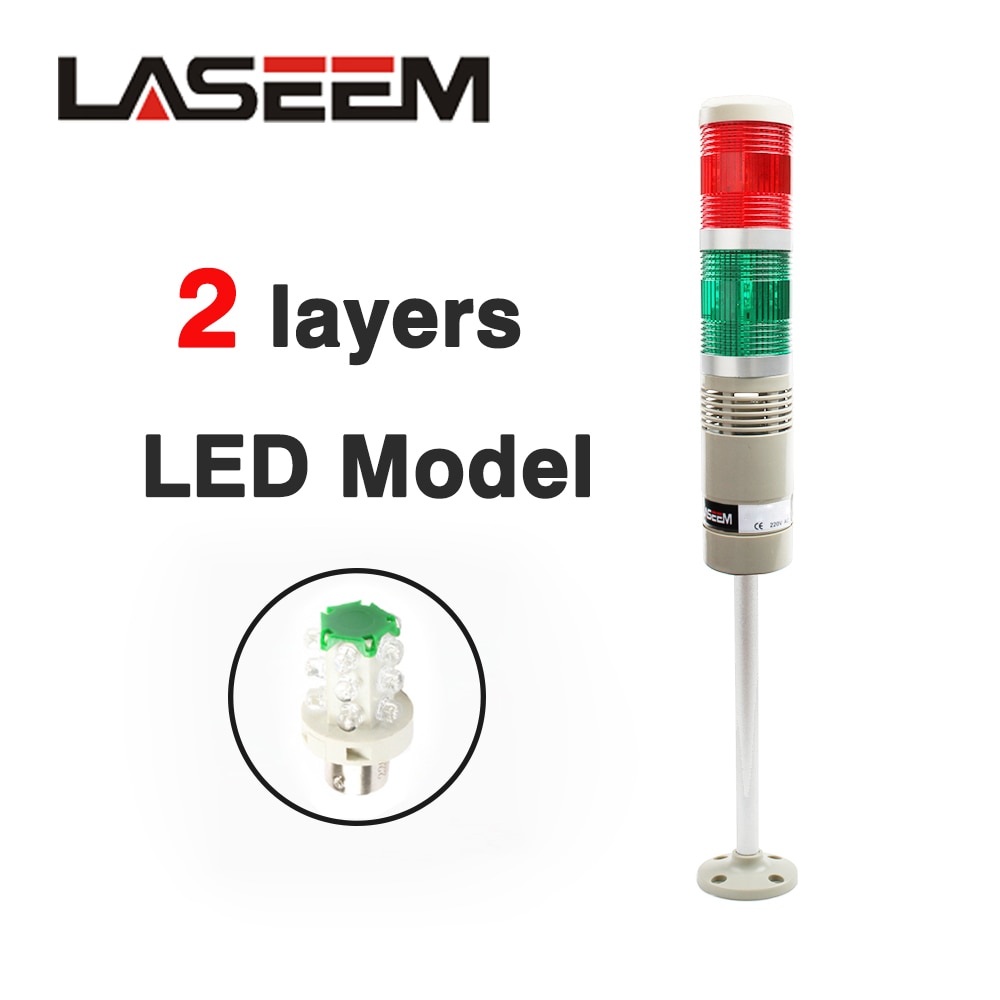 12V 24V 110V 220V Safety Stack Lamp Red Green LED Industrial Tower Signal Light LTA-505 Red green indicator light Steady light