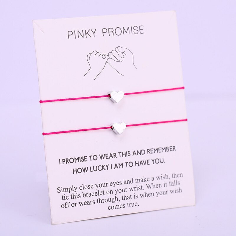 (EEN SET) Hart Pinky Promise Verstelbare Armbanden Beste Vrienden Lover Vrouwen Meisje Paar Mode-sieraden: B8202