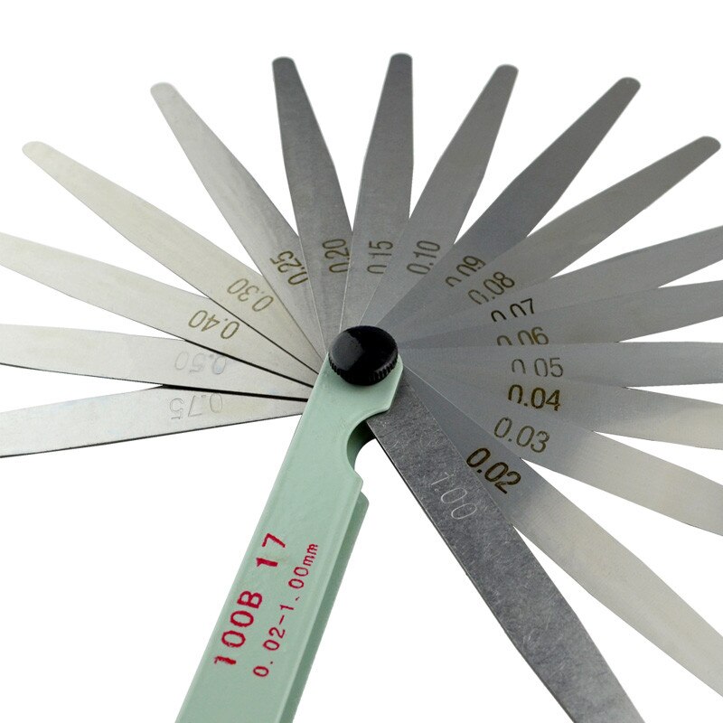 Motorcycle Parts 0.02mm to 1mm 17 Blade Thickness Gap Metric Filler Feeler Gauge Measure Tool 100B 200A 300A