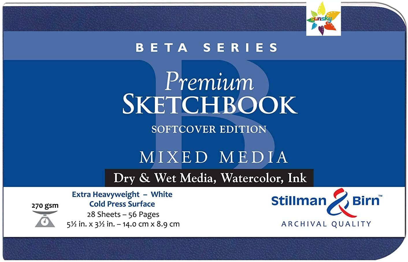 Stillman &amp; Birn Beta Serie Softcover Schetsboek, 5.5 "X 3.5", 270 Gsm (Extra Zwaargewicht), Wit Papier, Koude Pers Oppervlak