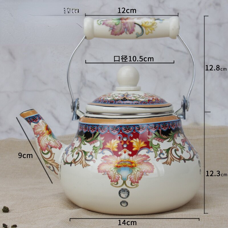Enamel Tea Kettle Kung Fu Tea Kettle Household Large Single Pot Heat-resistant Tea Set Kettle Enamel Tea Pot: C--2.5L