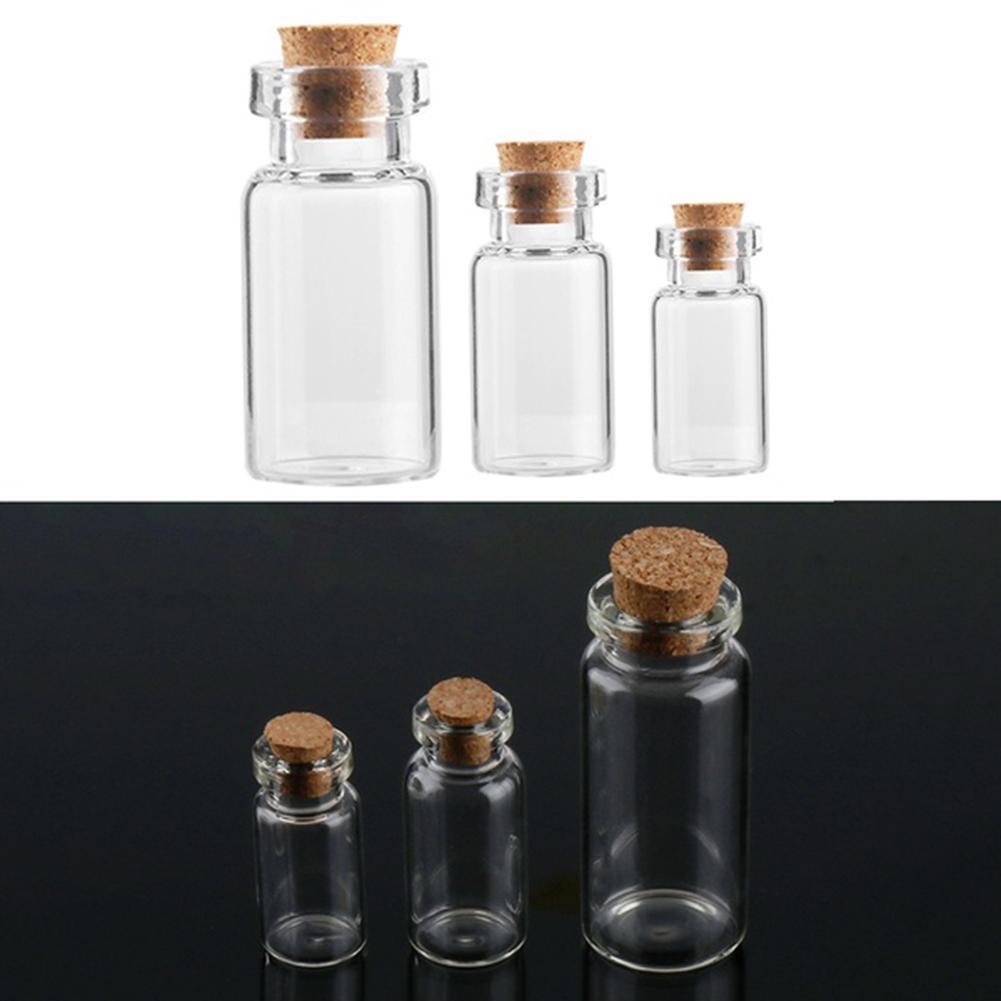 Botella pequeña botella de frascos de vidrio de 1 decoración de PC contenedores DIY Mini mensaje frascos adornos tapón de corcho Mason Jar