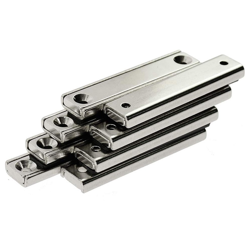 Strong Neodymium Rectangular Pot Magnets, Countersunk Hole Magnets with Mounting Screws 60x13.5x5mm 8PCS