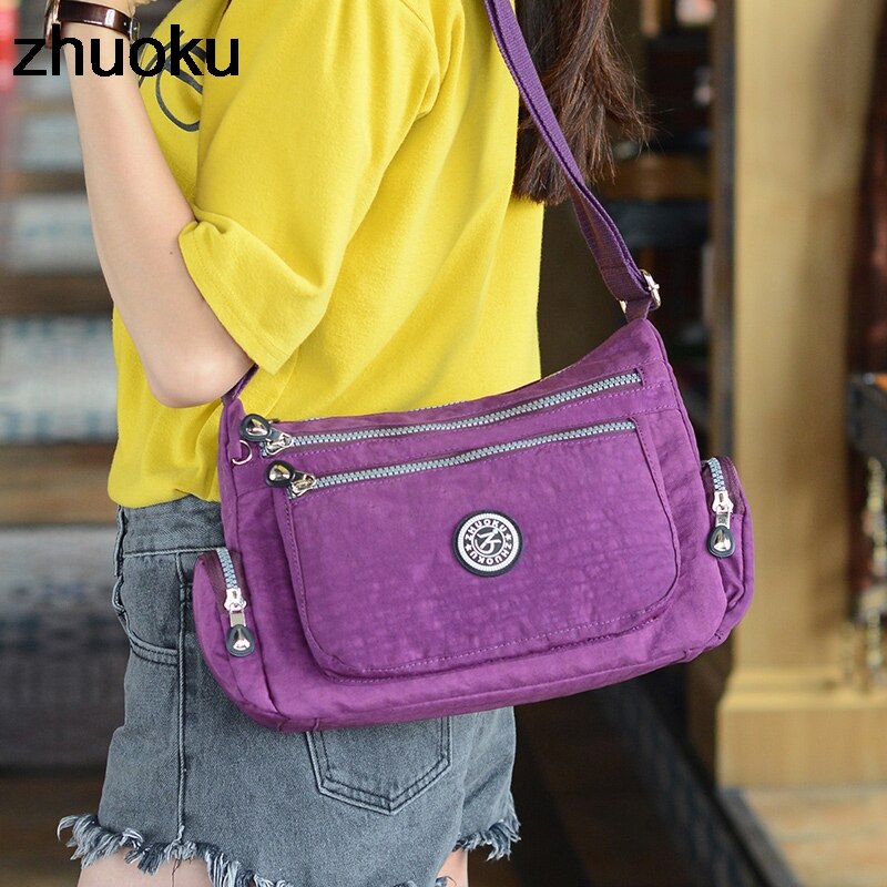 Bolsos pequeños de hombro para mujer, bandolera con cremallera, bolsos Hobo, famosa Bolsos De Mujer con solapa, Mini bandolera de nailon para playa, un bolso principal