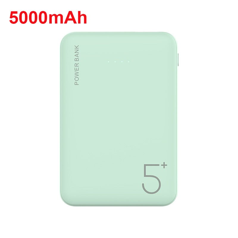 Banco de energía portátil, cargador de batería externo de 10000mAh, 2.1A, cargador rápido para iPhone, Huawei, Samsung, Xiaomi: Green 5000mAh