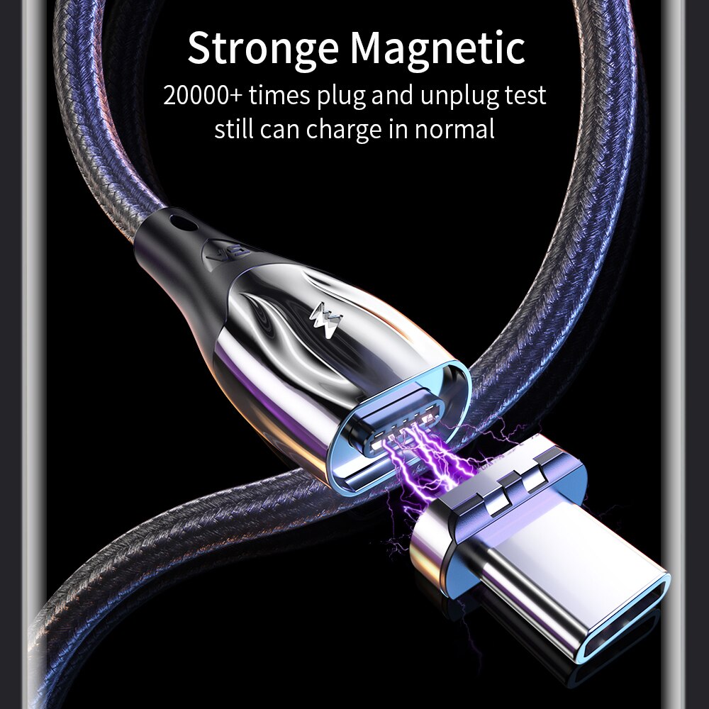 1m 1.5m magnetyczny kabel USB szybkie ładowanie dla kabla typu C magnetyczna ładowarka Hua wei nylonowy kabel tkany