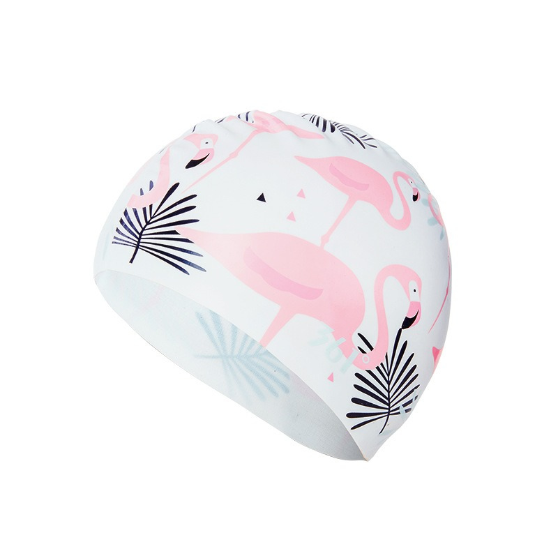 Vrouwen Professionele Badmuts Lang Haar Beschermen Watersport Waterdichte Bedrukte Zwembadhoed: Roze
