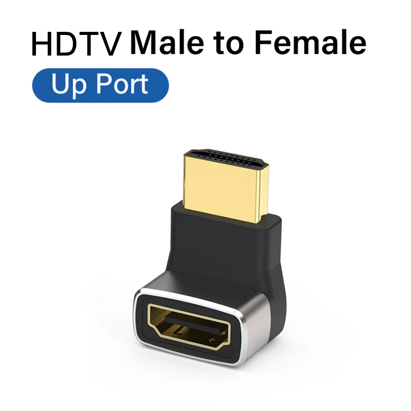Mini adaptateur de câble de connecteur HDTV 2.1, 8K, 60HZ degrés, convertisseur mâle à femelle, Extension de câble HDTV pour TV, ordinateur portable, Monito PC: Argent