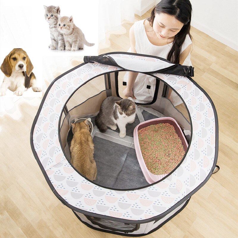 Foldable camping outdoor cat and dog house portable breathable tent round pet production box maternity supplies dog bed fence