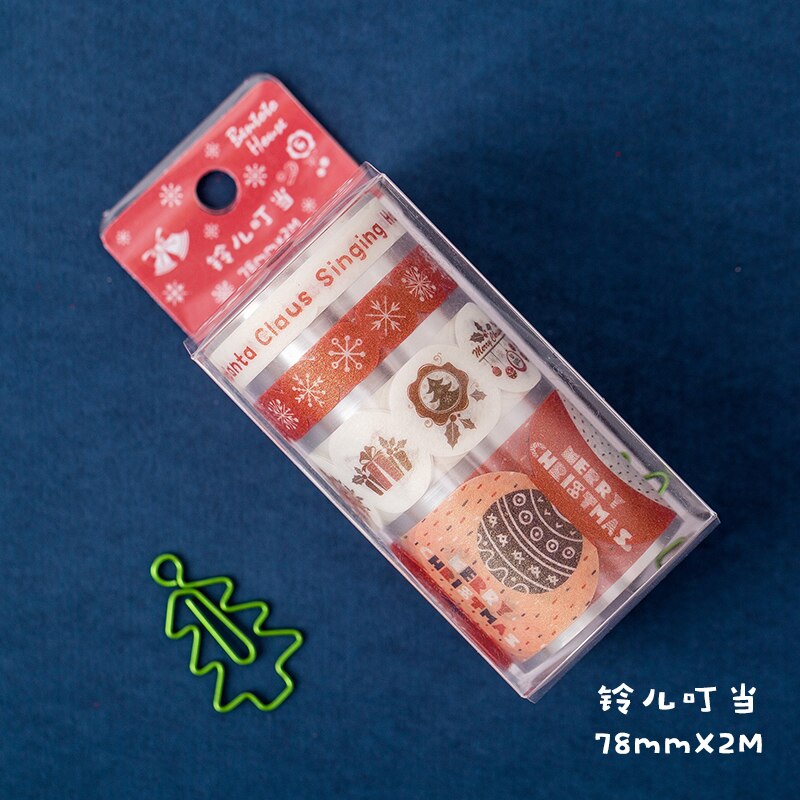 7.8cm * 2m bonito feliz natal série máscara fita scrapbooking decorativo washi fita diário caderno álbum diy artesanato crianças presente: E