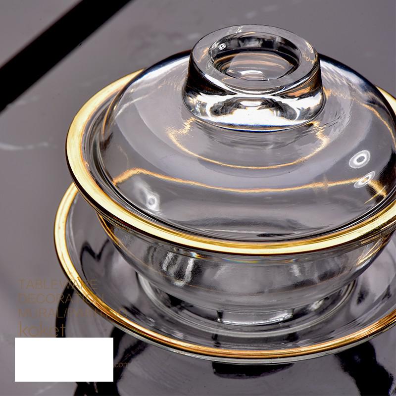 Krystal tekande kop sæt glas drinkware kop med guld indlagt kaffe kopper
