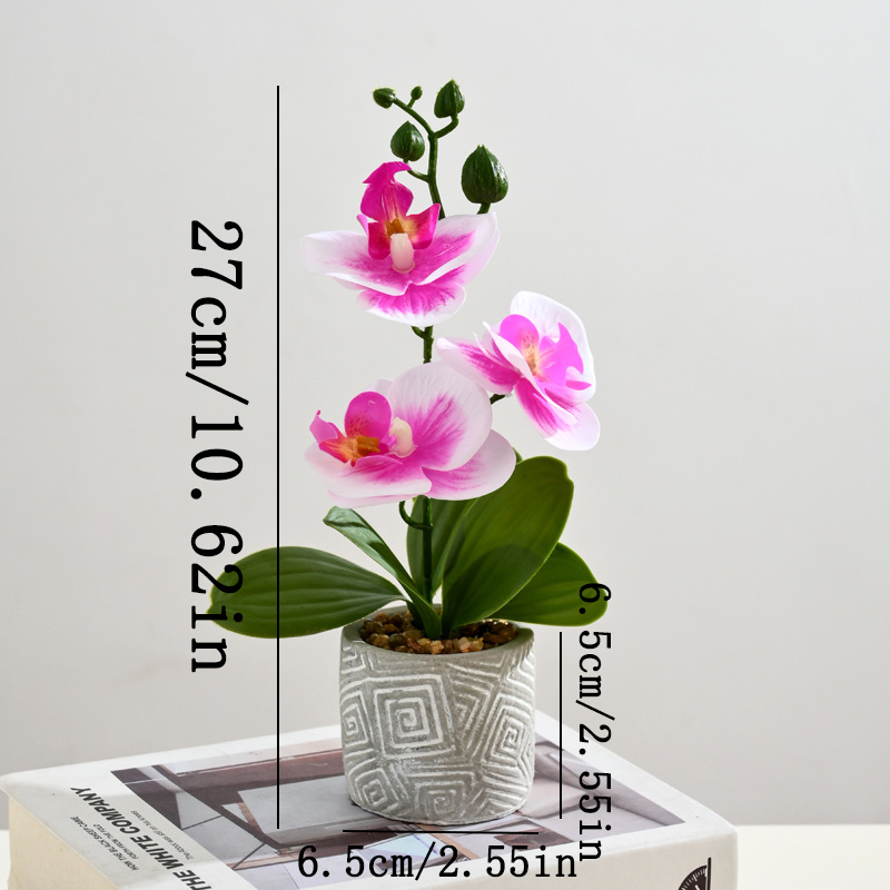 Orchidée papillon simulée, plante artificielle créative en pot, sans arrosage, Table à manger réutilisable, bonsaï décoratif pour la maison et le bureau: Or