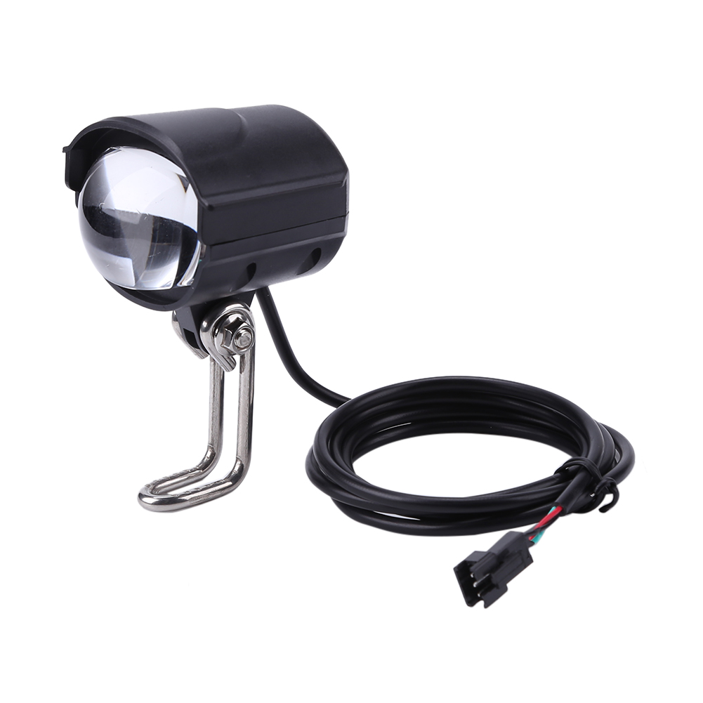 2 In 1 E-Bike Licht Dc 36V 48V 60V Elektrische Fiets Koplamp Waterdichte Elektrische Scooter fiets Zaklamp Hoorn Voorlamp: Light Grey