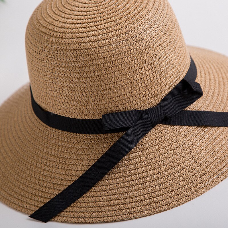 Sombrero de paja con lazo de encaje para mujer, gorra de Panamá, sombrero de playa, Chapeu, novedad de
