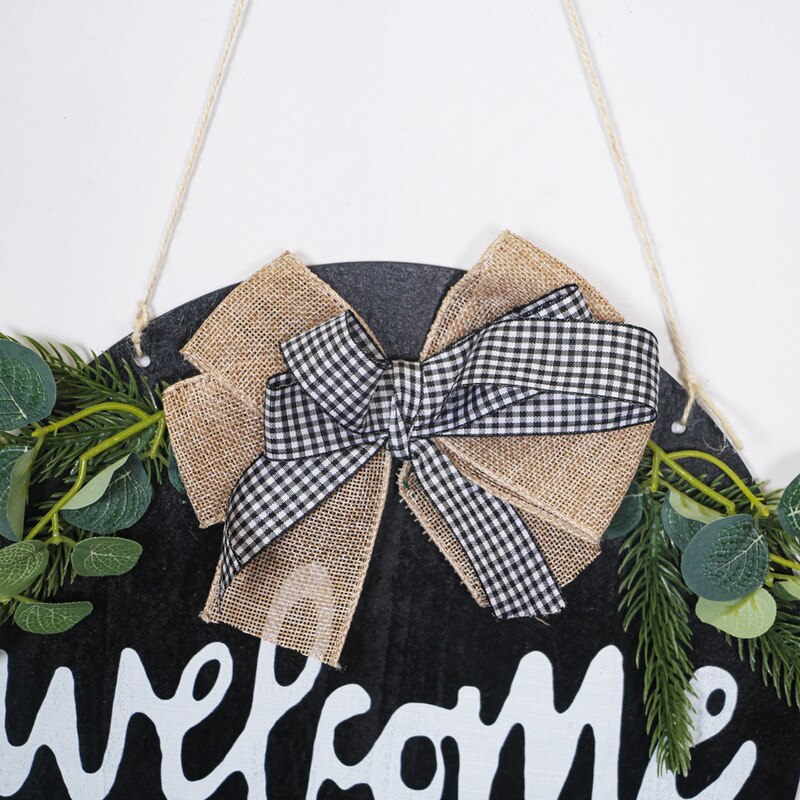 Welcome Wreath Sign Patio Decor, Welcome Front Door Round Wooden Sign Hanging Farmhouse Porch Summer Welcome Sign