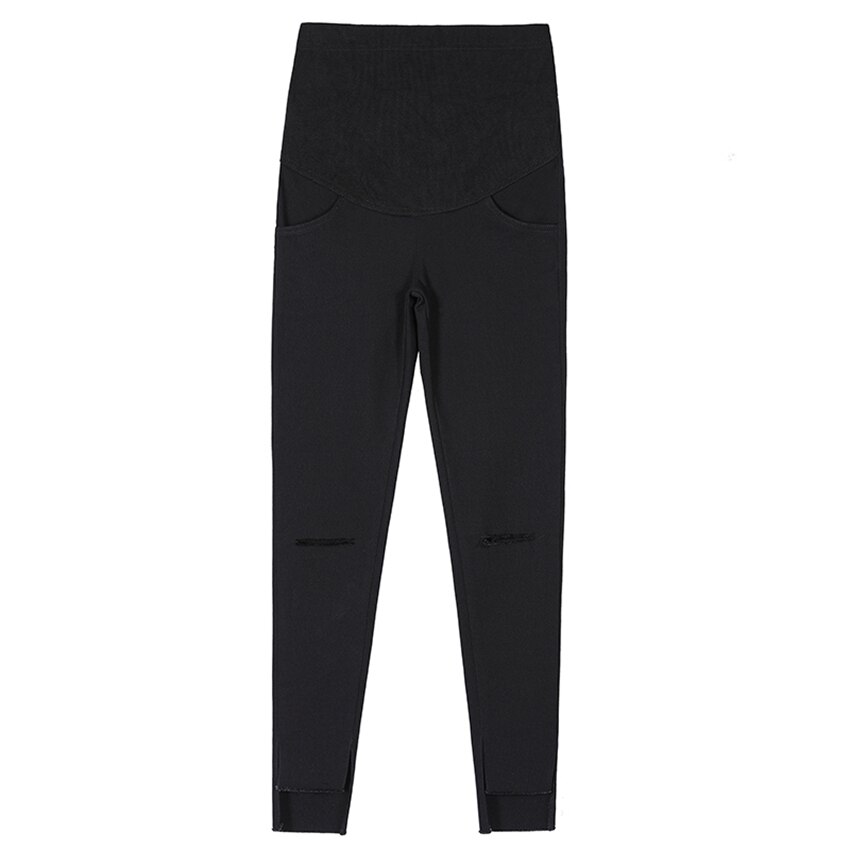 Gravide kvinder leggings split cut cut fødder blyant bukser stretch mave lift gravide kvinder bukser