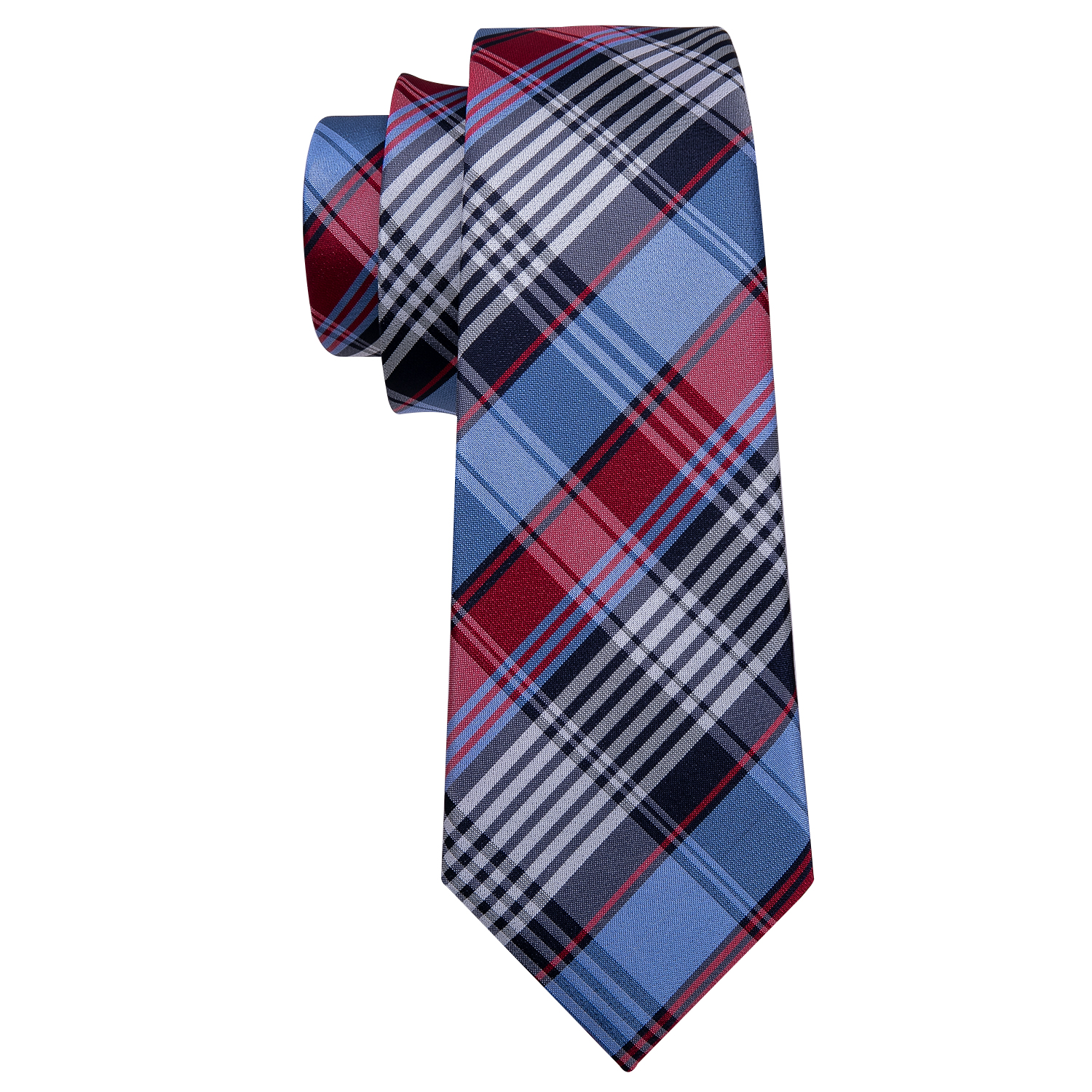 Red Blue Plaid 100% Silk Tie For Men Suit Wedding Tie Barry.Wang NeckTies Hanky Sets Business LN-5341
