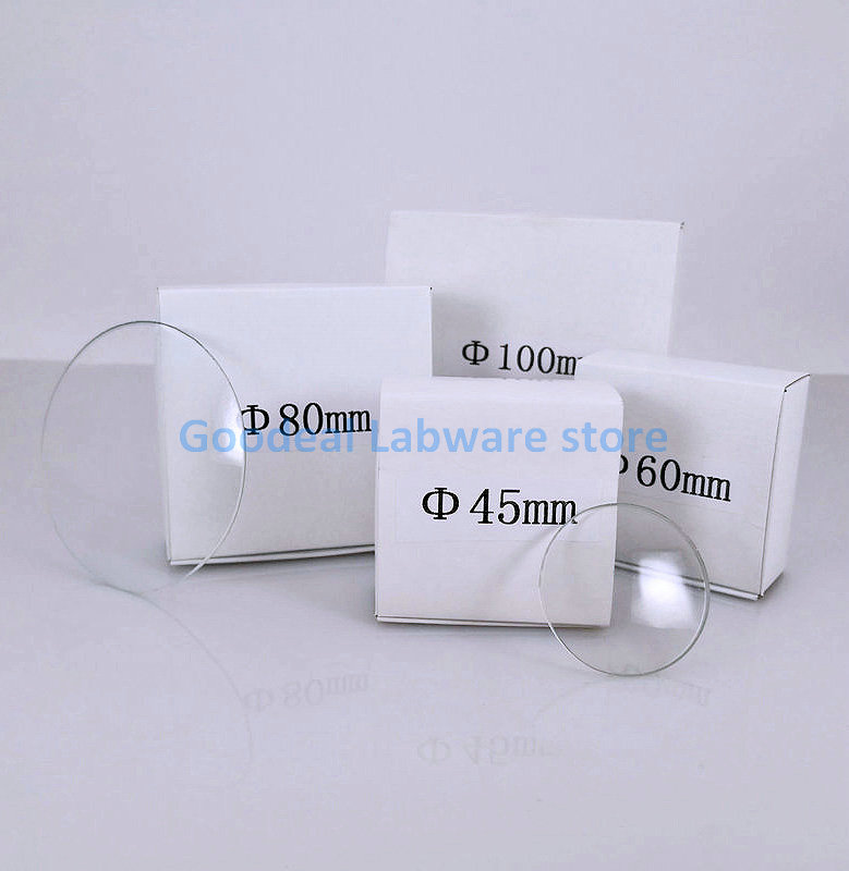 Plato redondo de vidrio para laboratorio, cubierta de vaso para experimentos de educación escolar, diámetro de 45mm a diámetro de 150mm, 10 unids/caja