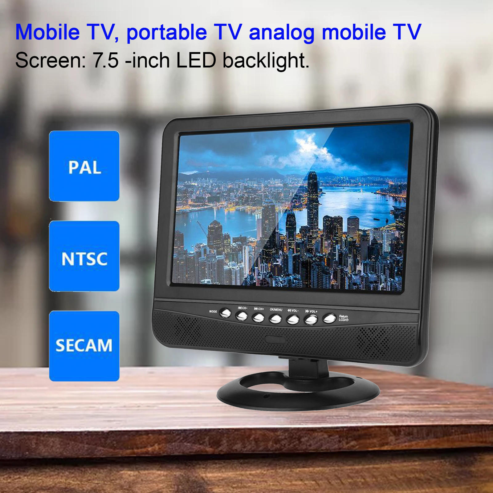 Portable 9.5 inch Car Analog TV LCD HD 3D Radio Color Screen Mini Thin Digital Wide Viewing Angle Video Player Monitor EU