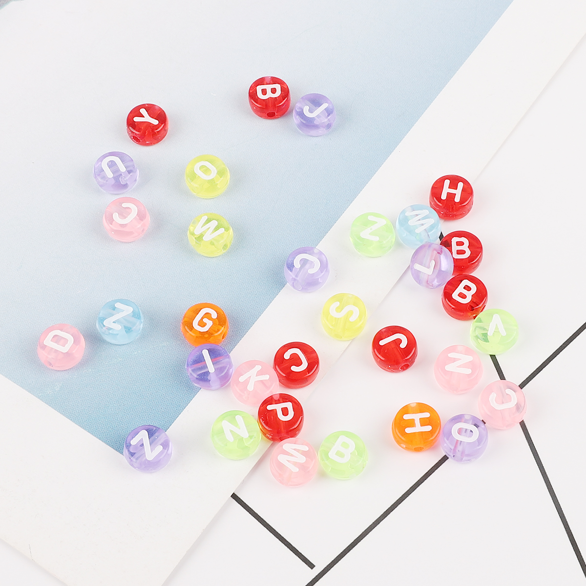 7mm Acryl Kralen Gemengde Letters - DIY Sieraden (Armband/Ketting) Ronde Plat Alfabet Afstandhouder 100stuks/Zak