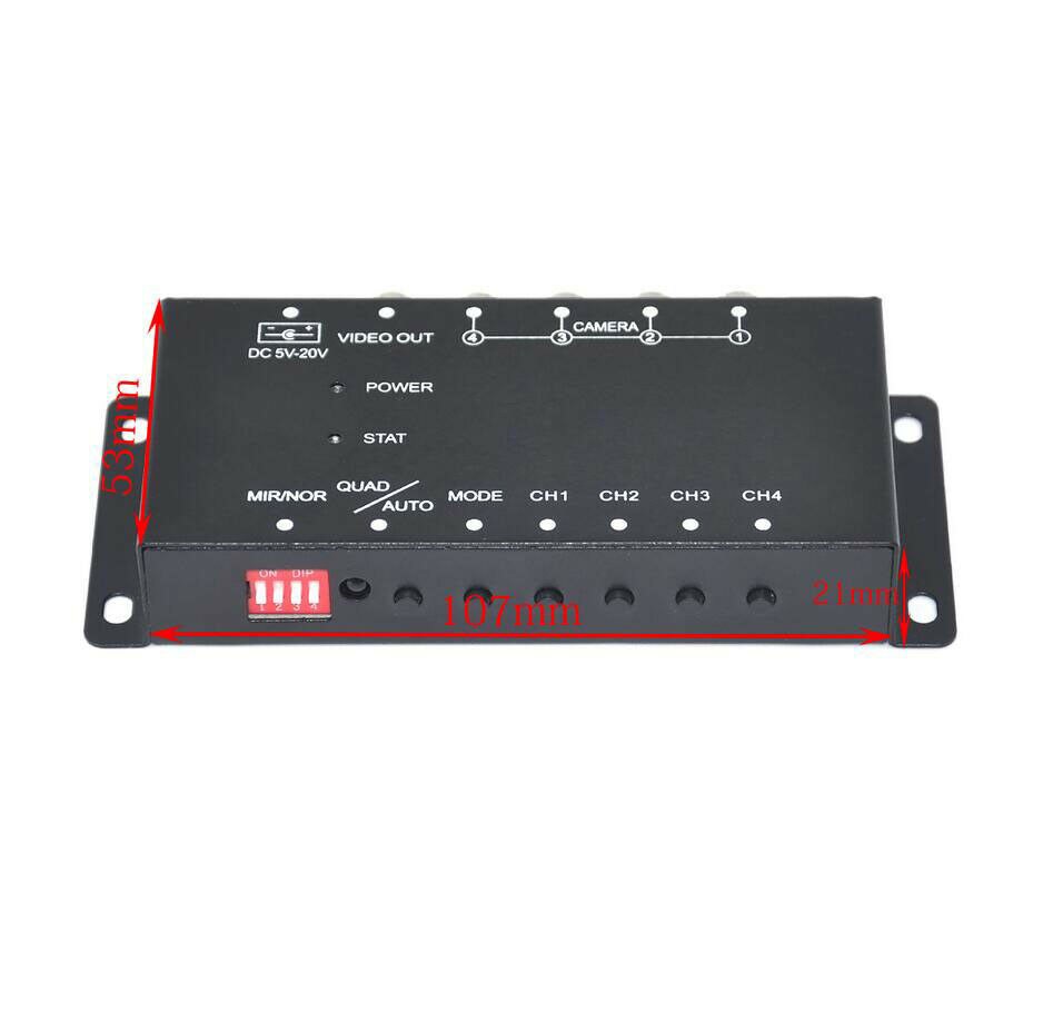 Car Auto 4-Way Video Switch Parking Camera 4 View Image Split-Screen Control Box Panoramic image split-screen display