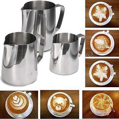 Fantastisk køkken madkvalitet rustfrit stål espresso kaffekande latte mælkeskummekande barista håndværk 150/350/600/1000ml