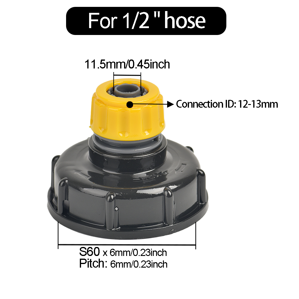 1000L IBC Water Tank Adapter Ton Barrel Fittings, with 1/2 3/4 inch Garden Quick Hose Connector 1000 Liter IBC Tank Fitting: Brown