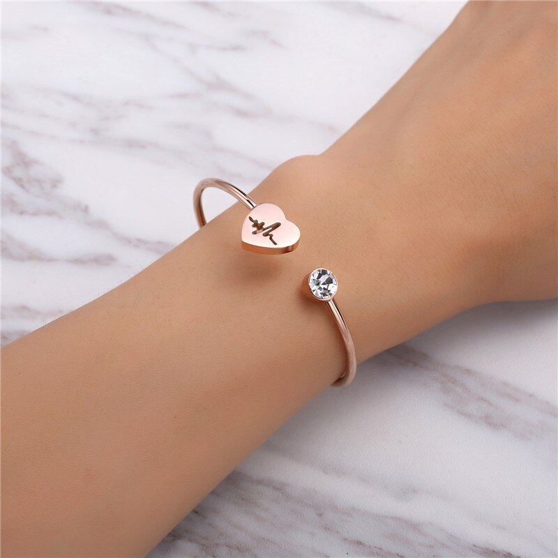 Herzschlag RN Krankenschwester Armband Rose gold Silber Metall Armreifen Ärzte Krankenschwester Studenten Graduation Medizinische Schmuck