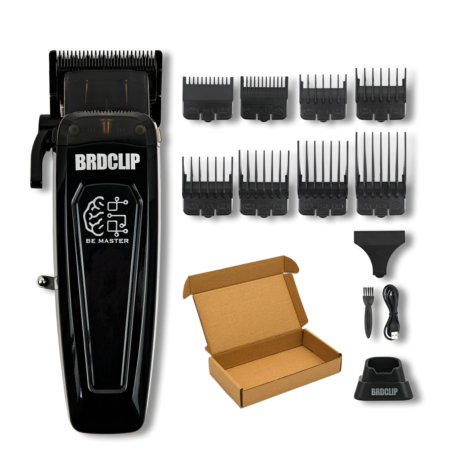 BRDCLIP-Kit de Máquina para cortar cabello de barbero , cargador Base, cortadora de pelo de 7500RPM, cortadora de pelo de salón con cuchilla DLC para hombres: YELLOW