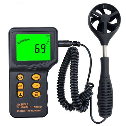 AR826 + Digitale Anemometer LCD Backlight Air Wind Gauge Velocity Meter Diagnose-Tool Thermometer Temperatuur