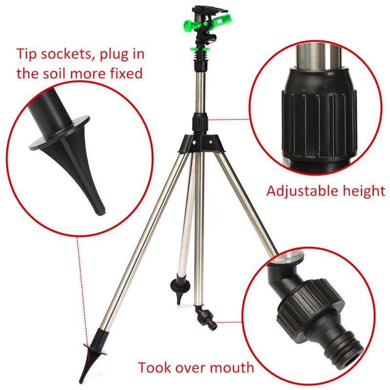 1Set Stainless Steel Tripod Impulse Sprinkler Pulsating Grass Lawn Watering Irrigation Kits For Garden Watering Tool