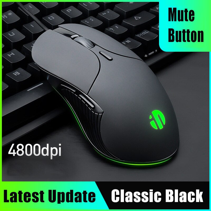 Infinic  pb1p hemmaspel mus trådbunden kontor mute mus sju färg lysande esports mus makro definition: Svart