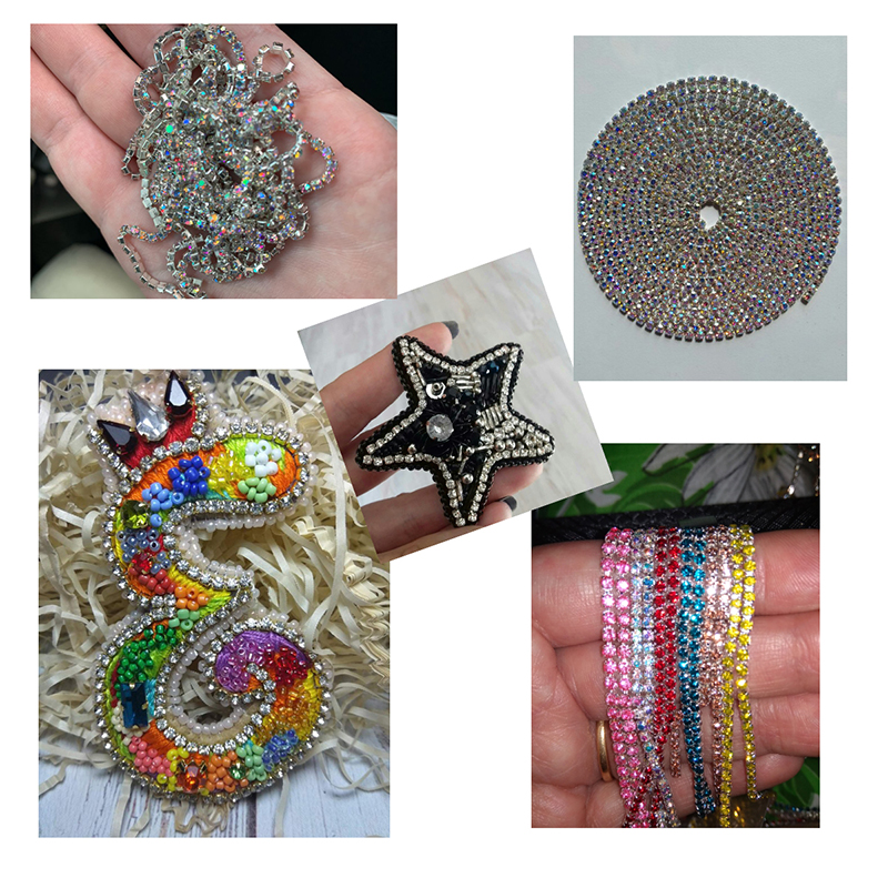 Feilang 2 Yards/Lot Zwarte Diamant Zwarte Basis Strass Ketting 2 Mm Voor Diy Naaien Kleding Accessoires
