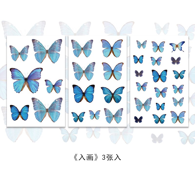 3 pcs Beautiful Butterfly Stickers Adhesive Diy Transparent Stickers Decor Srapbooking Diary Ablum Decorative Stickers: 4