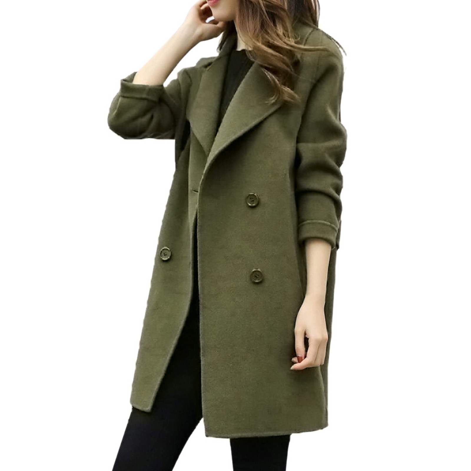 AMSGEND femmes vêtements femmes manteau quotidien décontracté coton mélange polyester femme veste hiver manteau femmes: green / S