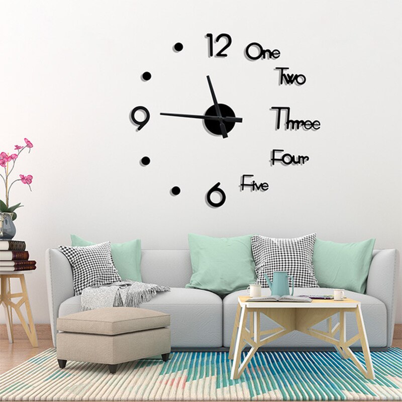 3d gør-det-selv stort vægur moderne wallsticker ur boligindretning stue akryl vægur akryl wallsticker ur