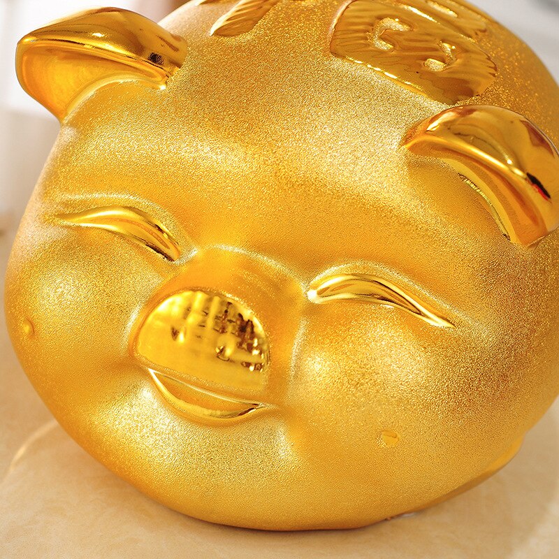 Golden Keramische Varken Bank Spaarpot Chinese Lunar Jaar Van Varken Home Decor Nds
